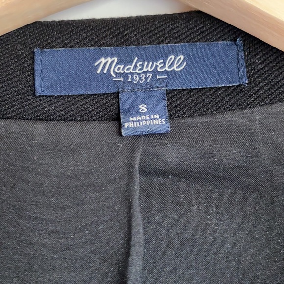 Madewell Leather Sleeve Black Blazer - Picture 2 of 7